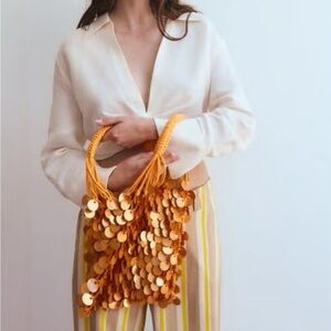 Like new Zara Orange Sequin Shoulder Bag